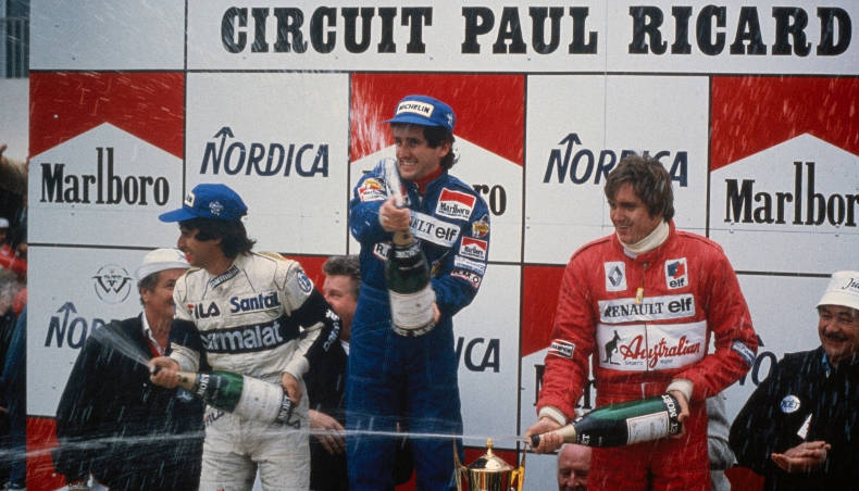 Victoire d’Alain Prost en 1983 au GP de France sur le circuit Paul Ricard du Castelet malgré sa sciatique 